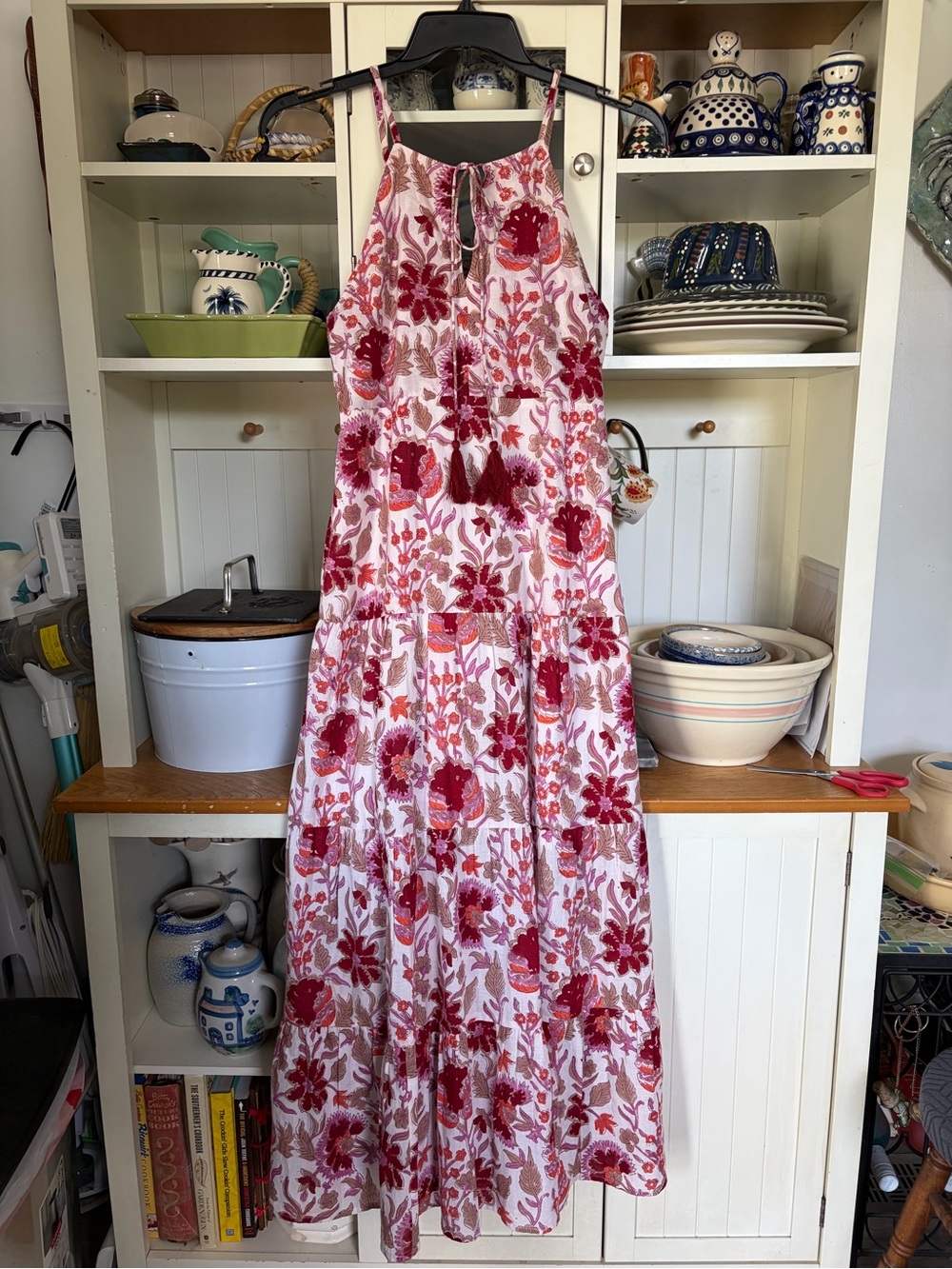 Jude Connally Anita Maxi Dress Sz 12 Pink and Red Floral Print